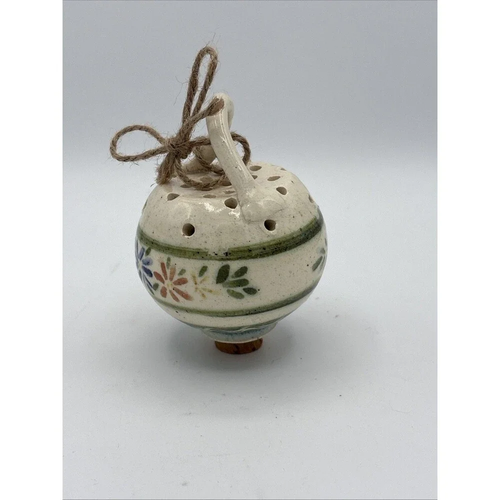 VTG Hand Painted Ceramic Pomander Scent Ball Floral Scentomander Potpourri